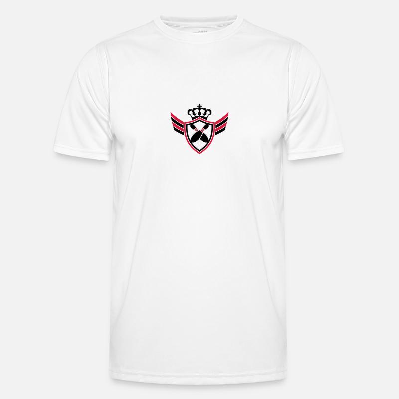 Bowling Pins Blazon Logo Design Männer Funktions-T-Shirt