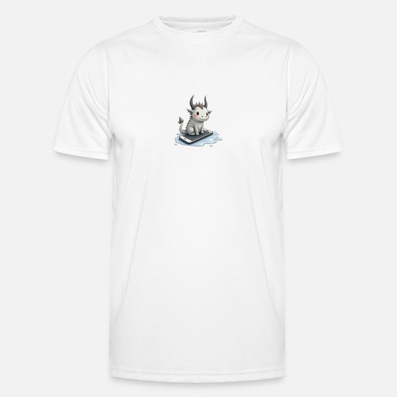 cute mythical creature on iPhone - Männer Funktions-T-Shirt - Weiß