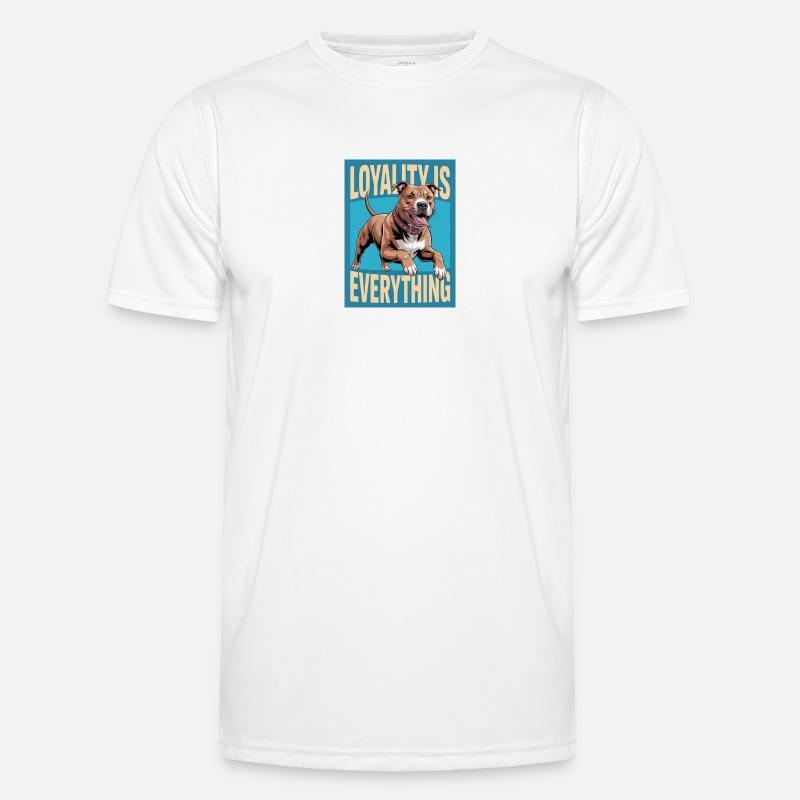 Pitbull with lettering "Loyalty is everything" - Men's Functional T-Shirt - white