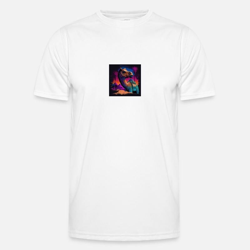 Kamel mit Neonfarben, Synthwave / 80er Jahre Männer Funktions-T-Shirt