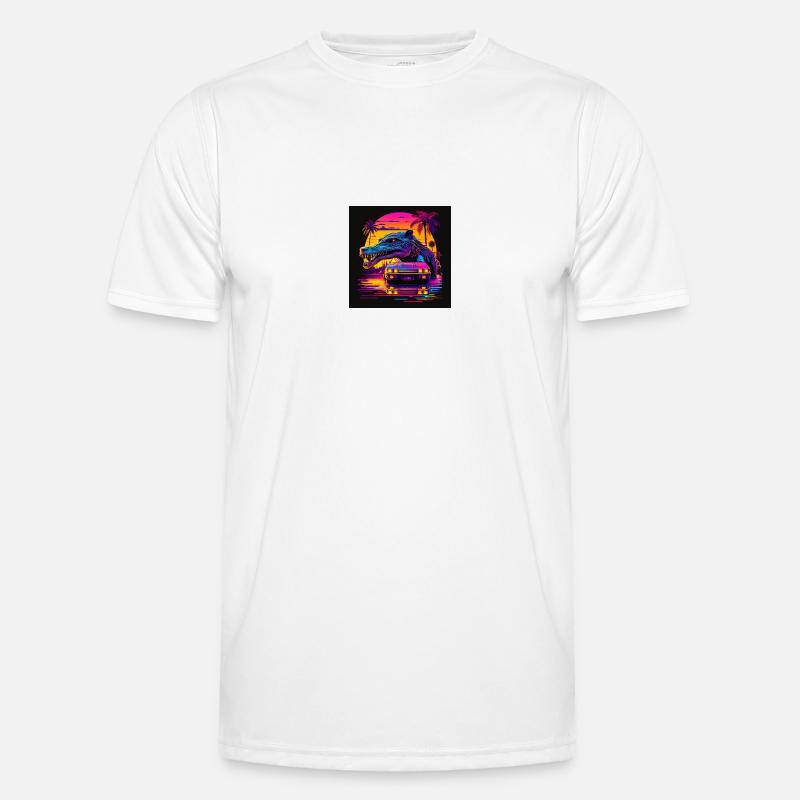 Crocodile with neon colors, synthwave / 80s Men's Functional T-Shirt