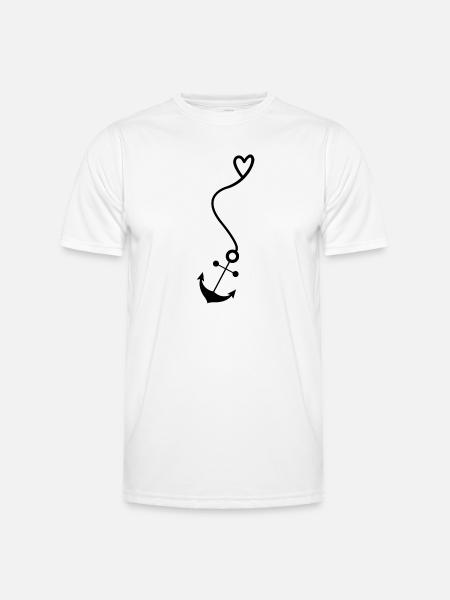 Anker mit Herz - Männer Funktions-T-Shirt - Weiß