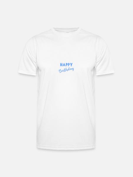 FØDSELSDAG, TILLYKKE MED FØDSELSDAGEN, TILLYKKE MED FØDSELSDAGEN - Funktionsshirt til herrer - hvid
