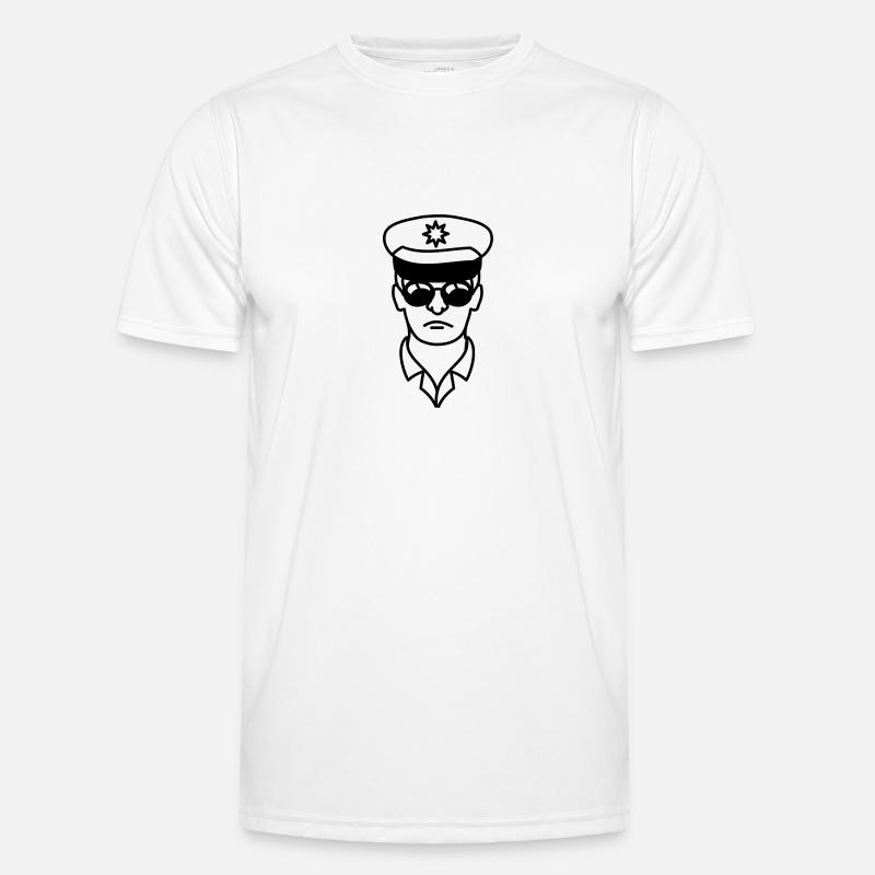 Cool Polizei Mann Gesicht Kopf - Männer Funktions-T-Shirt - Weiß