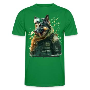 Le berger allemand en tant que soldat - T-shirt sport Homme - vert - Devant - AI Model Male 178 dark (178cm)