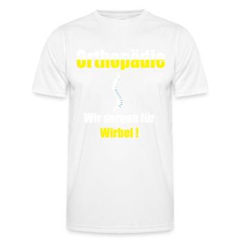 Orthopédie, Nous veillons à la chemise vertèbre cadeau - T-shirt sport Homme - blanc - Devant - AI Model Male 178 dark (178cm)
