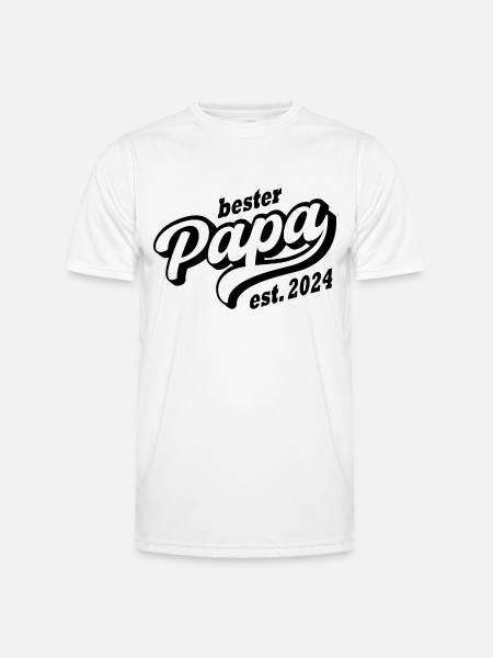 Bester Papa 2024 Vatertag Vati Daddy - Männer Funktions-T-Shirt - Weiß