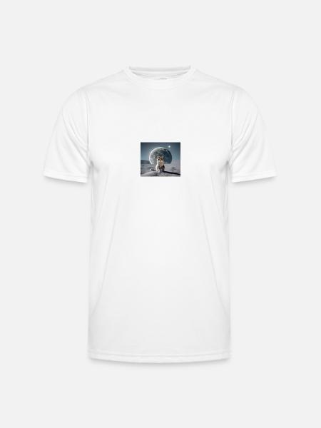 Chat sur la lune - T-shirt sport Homme - blanc