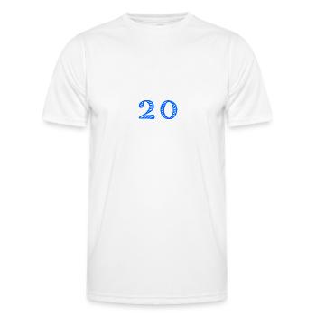 20. 20 YEARS. 20th ANNIVERSARY. 20 YEARS ANNIVERSARY. - Men's Functional T-Shirt - white - Front - AI Model Male 178 dark (178cm)