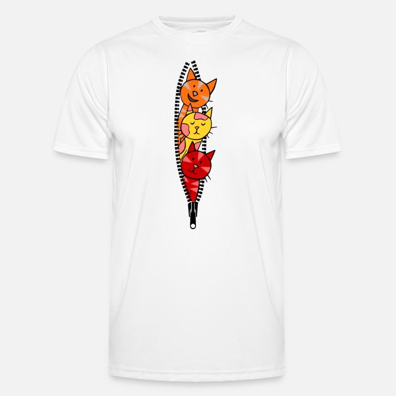 Les chats regardent à travers une fermeture éclair T-shirt sport Homme
