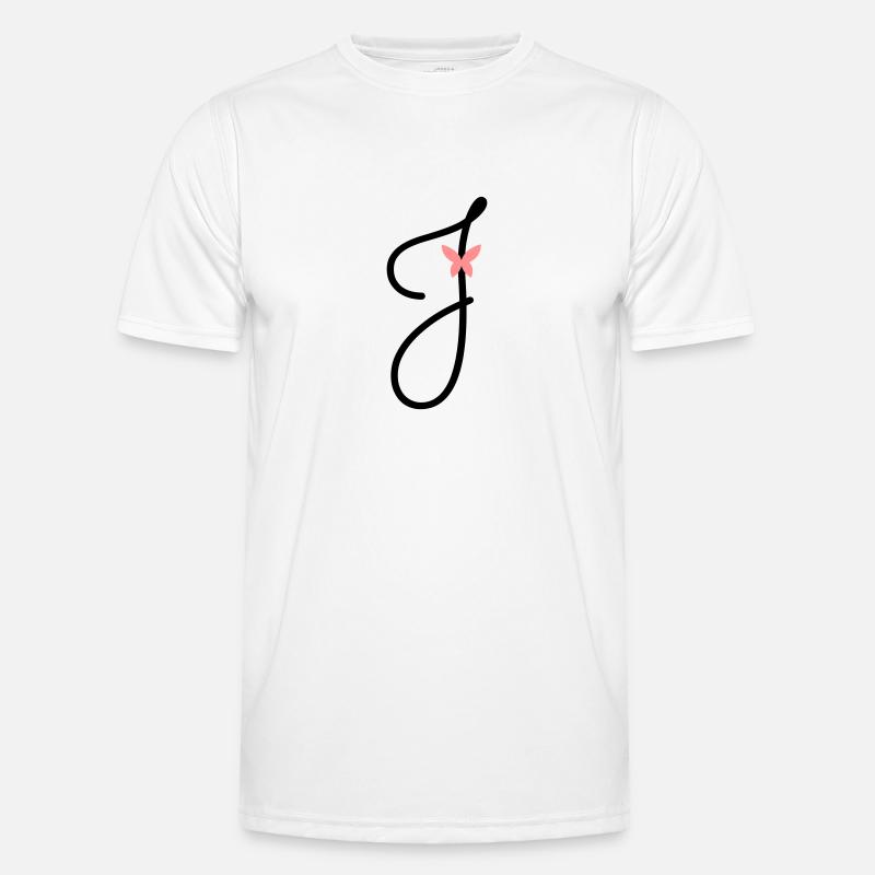 Buchstabe J Schmetterlingsbuchstabe - Männer Funktions-T-Shirt - Weiß