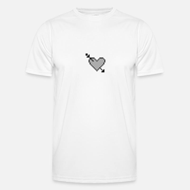 Pfeil durch Herz - S/W - Pixelart - Männer Funktions-T-Shirt - Weiß