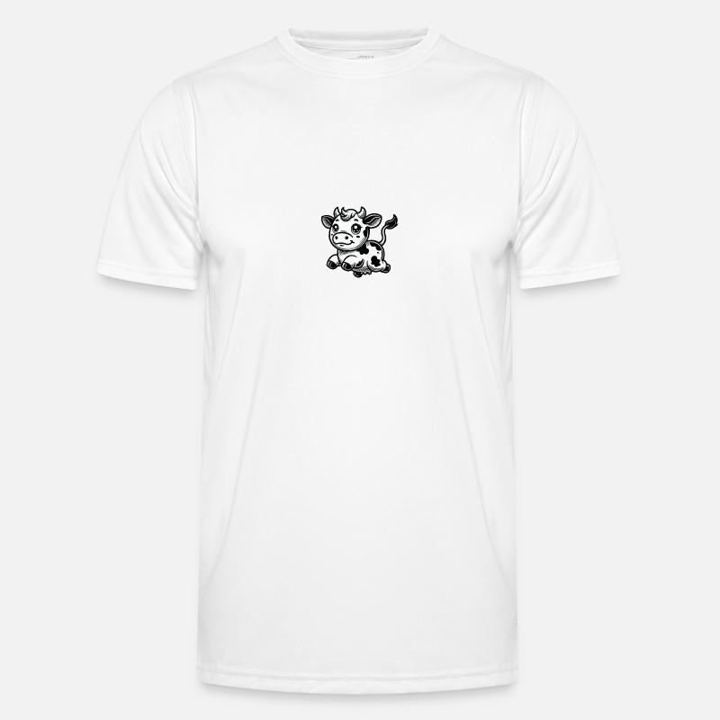 Kuh Comic - Männer Funktions-T-Shirt - Weiß