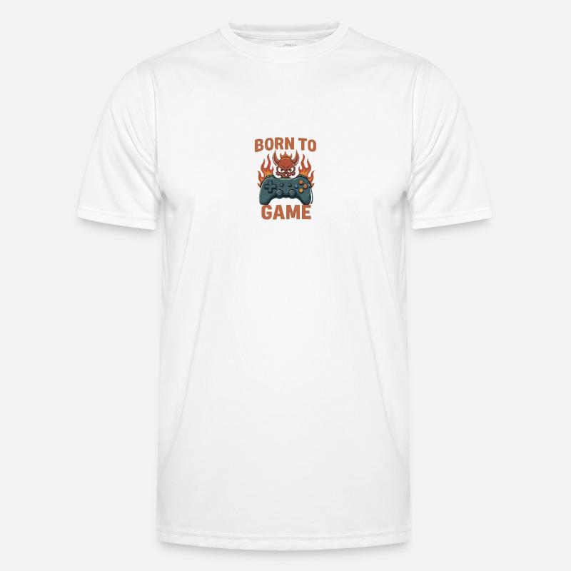 Born to Game – Fire Skull Controller - Men's Functional T-Shirt - white