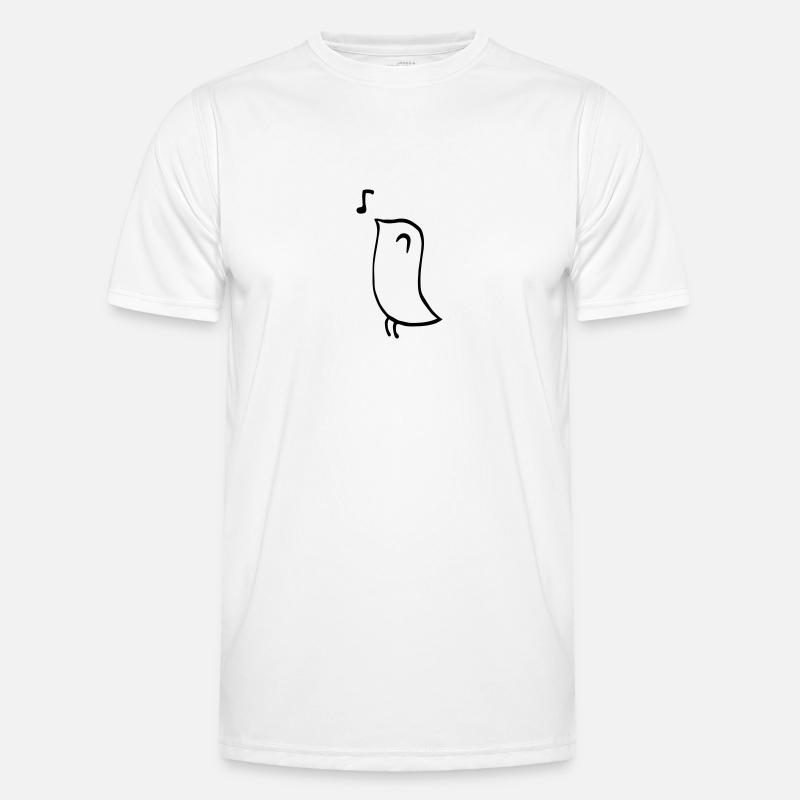 Singing Bird – Minimalist Line Drawing - Men's Functional T-Shirt - white