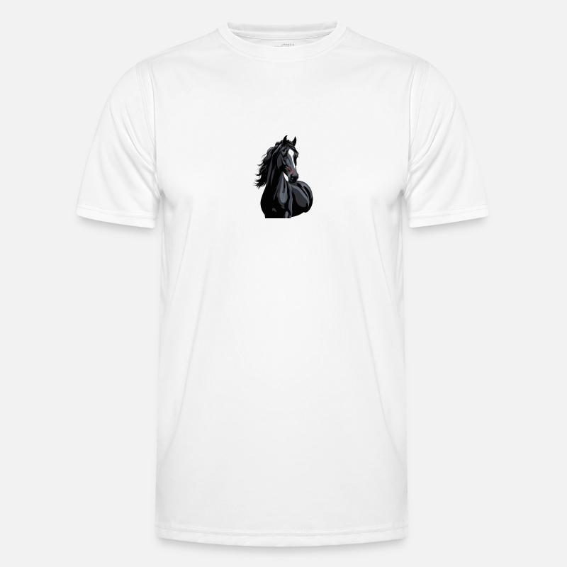 schwarzes Pferd Silhouette - Männer Funktions-T-Shirt - Weiß