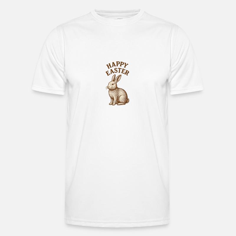 Osterhase mit Happy Easter, Osterhase - Männer Funktions-T-Shirt - Weiß