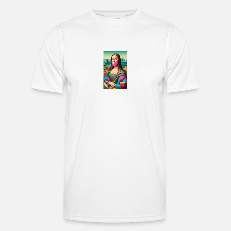Mona lisa as a model 80s style with bubble gum T-shirt sport Homme