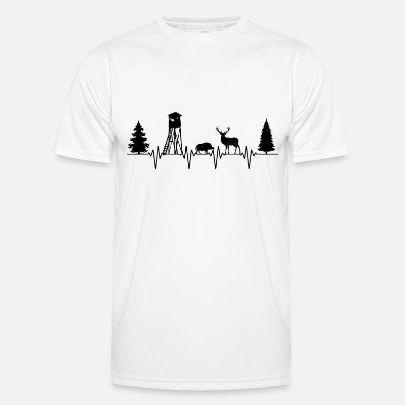 Farbe änderbar | Jäger Hochsitz Herzschlag Puls Männer Funktions-T-Shirt