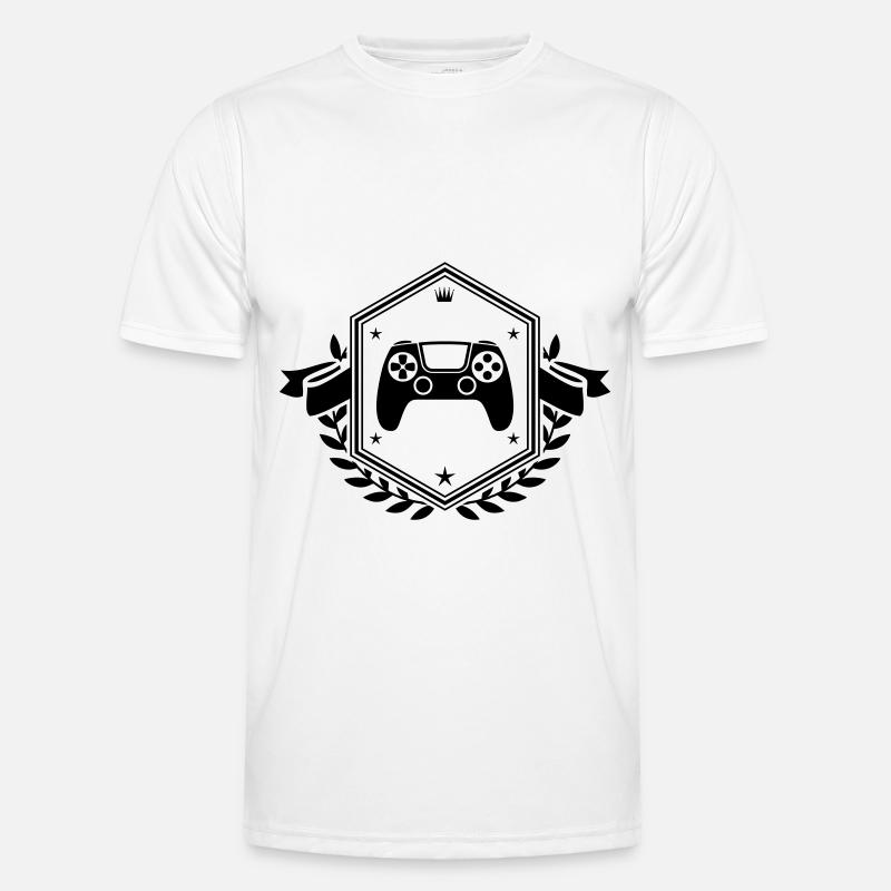 Gamepad Crest Controller - Men's Functional T-Shirt - white