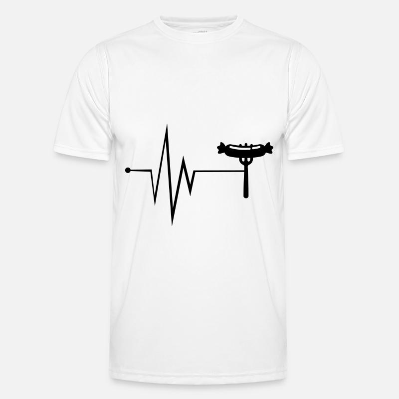 Bratwurst Fleisch Puls - Männer Funktions-T-Shirt - Weiß