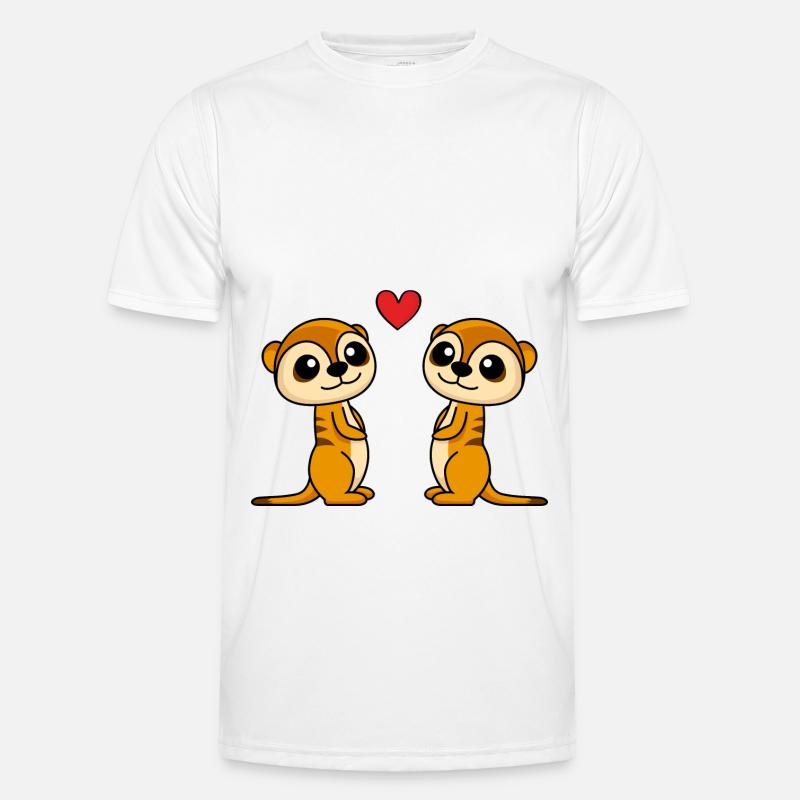 Erdmännchen Comic Paar liebe - Männer Funktions-T-Shirt - Weiß