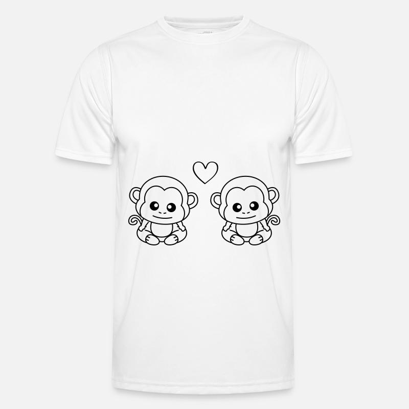 Monkey Comic Couple Love - Men's Functional T-Shirt - white
