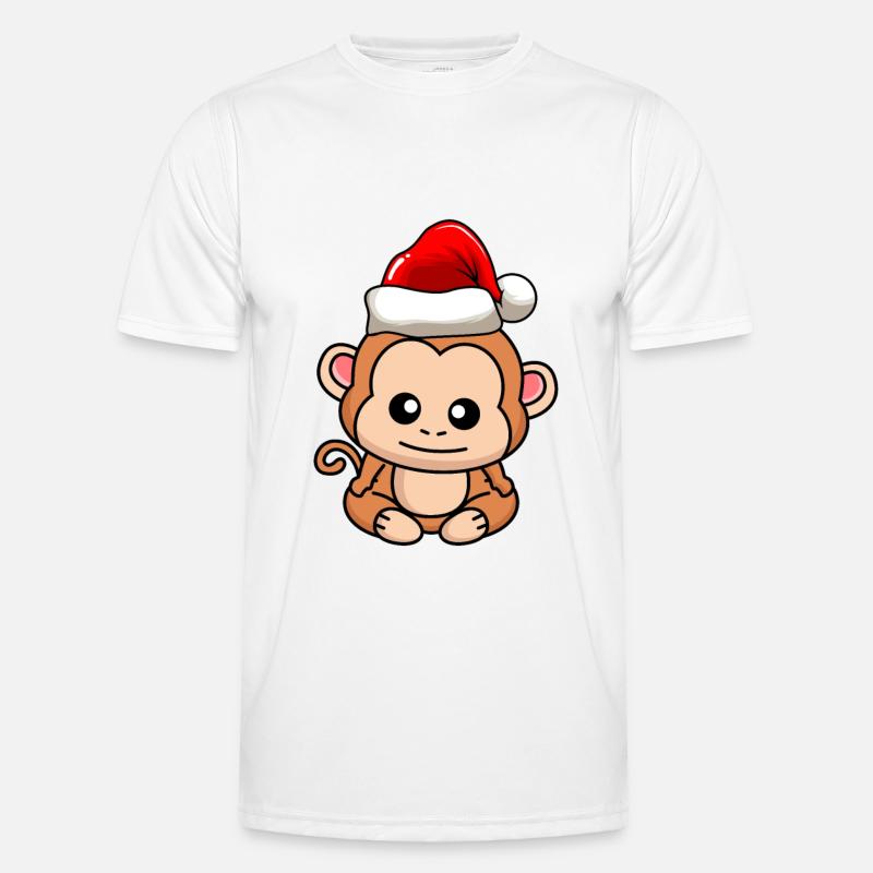 Affe Comic Weihnachten - Männer Funktions-T-Shirt - Weiß