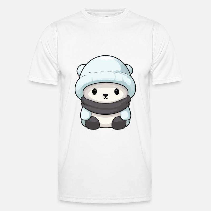 Eisbär Winter Polar Bär Tier Comic Männer Funktions-T-Shirt