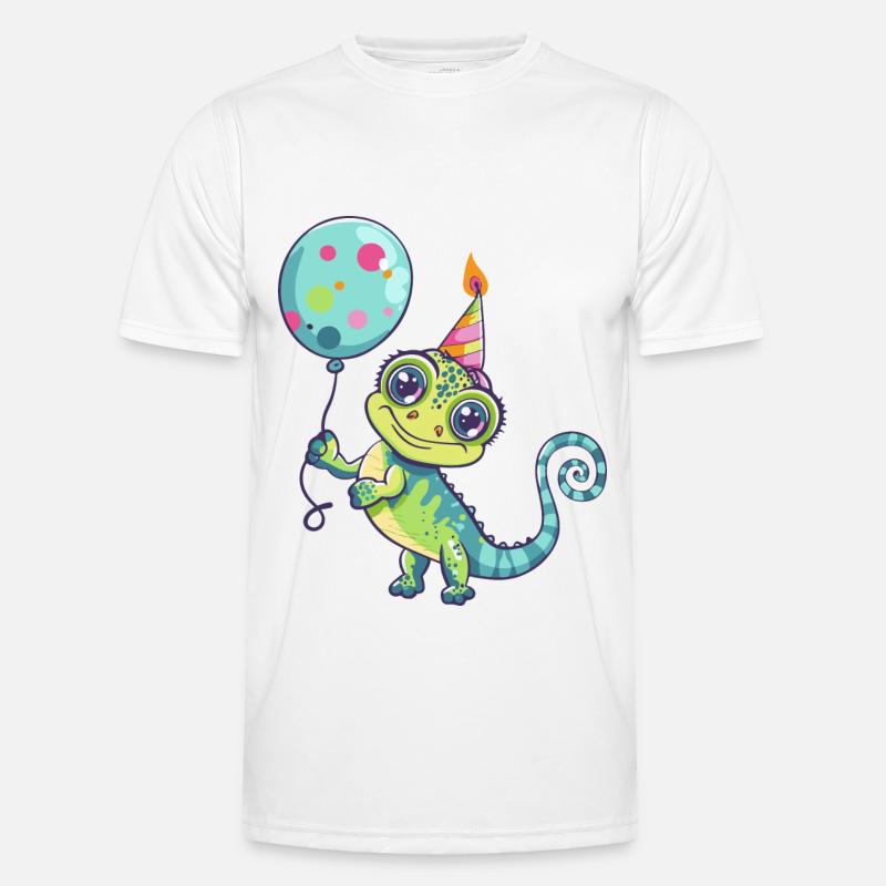 Chameleon Birthday Comic - Men's Functional T-Shirt - white