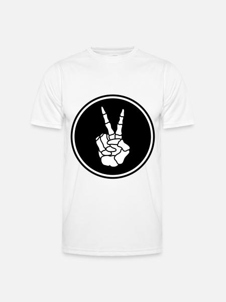 Hand frieden skelett - Männer Funktions-T-Shirt - Weiß