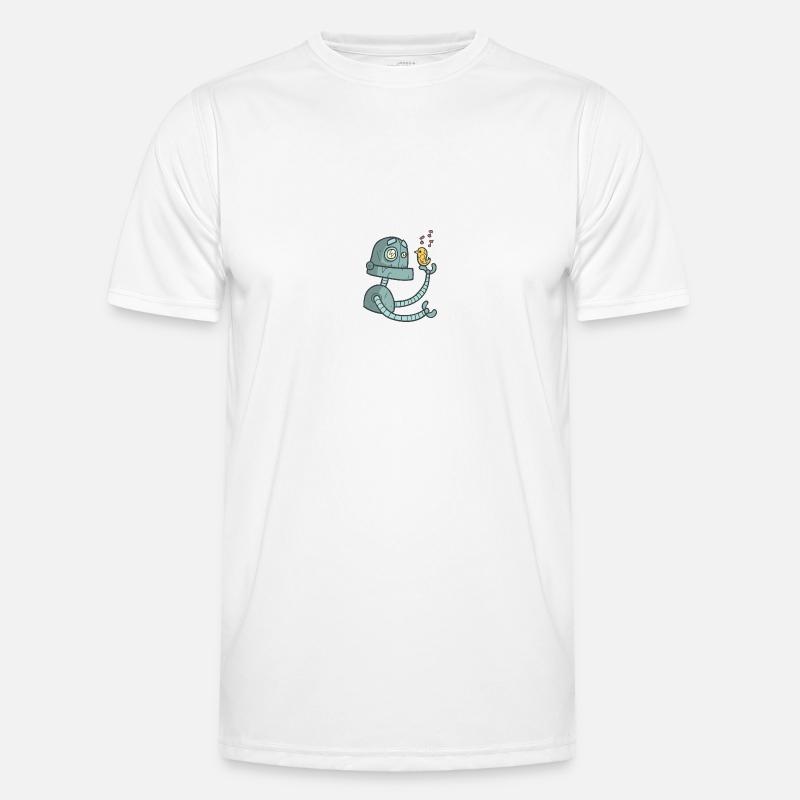 Roboter mit Vogel Männer Funktions-T-Shirt