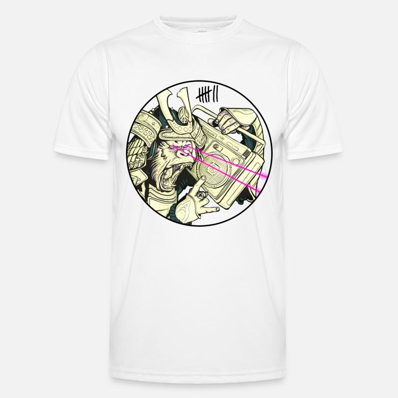 7 Apparel - Gorilla Samurai - Männer Funktions-T-Shirt - Weiß