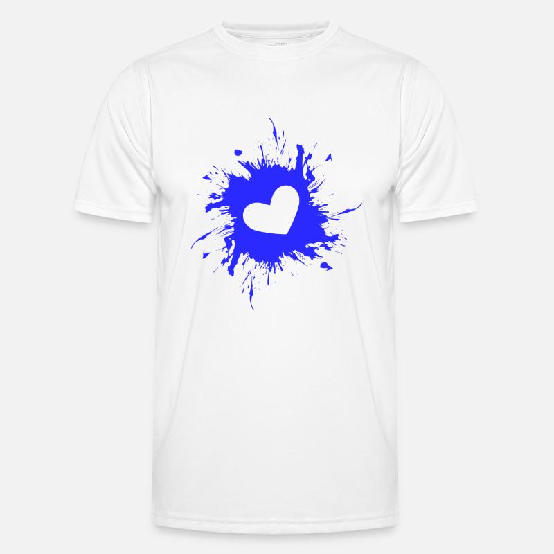 Herz Fleck Tinte Blau - Männer Funktions-T-Shirt - Weiß