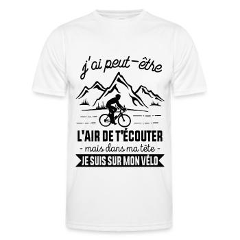 Cyclisme Dans Ma Tête Je suis sur Mon Vélo Humour - T-shirt sport Homme - blanc - Devant - AI Model Male 178 dark (178cm)