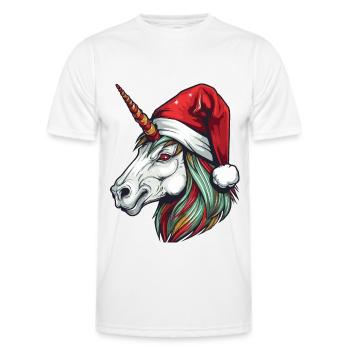 Einhorn Porträt Weihnachten - Männer Funktions-T-Shirt - Weiß - Vorne - AI Model Male 178 dark (178cm)