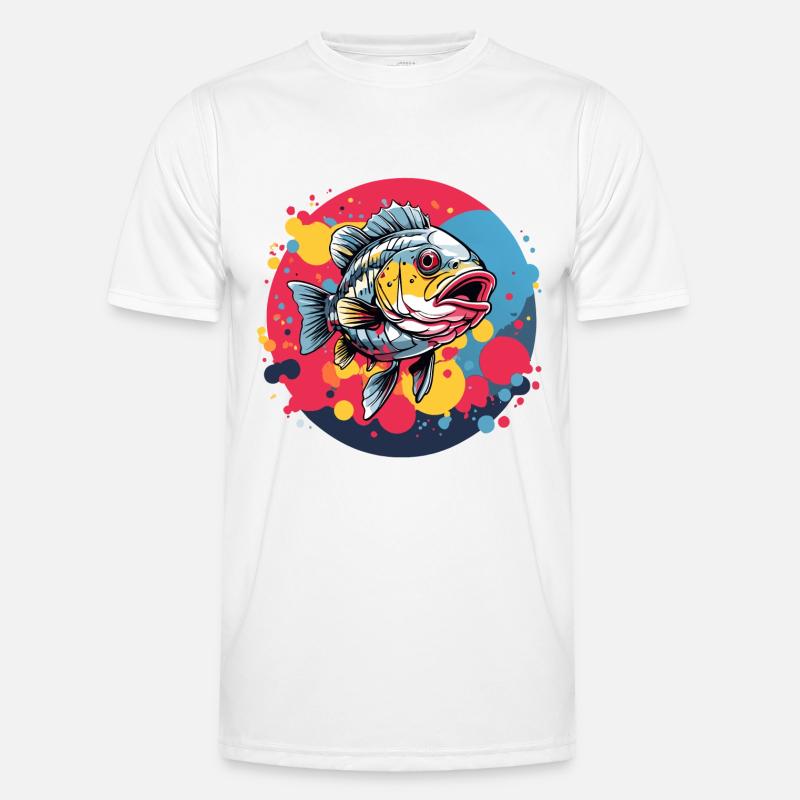 Barsch im Farbkreis. Herrlich buntes Barschdesign Männer Funktions-T-Shirt