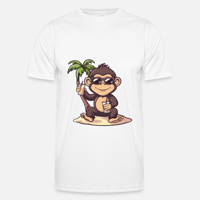 Monkey Summer Beach Comic - Men's Functional T-Shirt - white