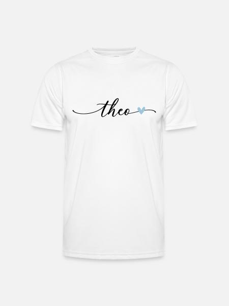 Theo Name Calligraphy Font - Men's Functional T-Shirt - white