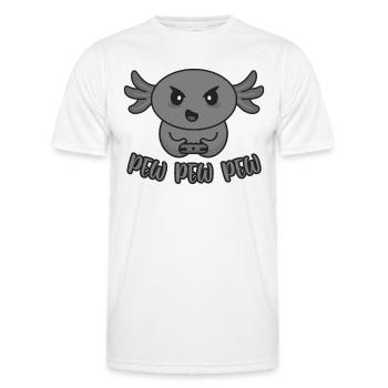 Axolotl gamer zocken Zocker gaming pew pew pew - Männer Funktions-T-Shirt - Weiß - Vorne - AI Model Male 178 dark (178cm)