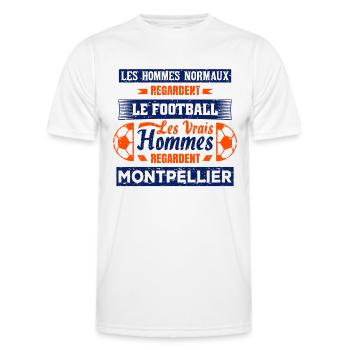 les vrais hommes regardent MONTPELLIER fans club - T-shirt sport Homme - blanc - Devant - AI Model Male 178 dark (178cm)