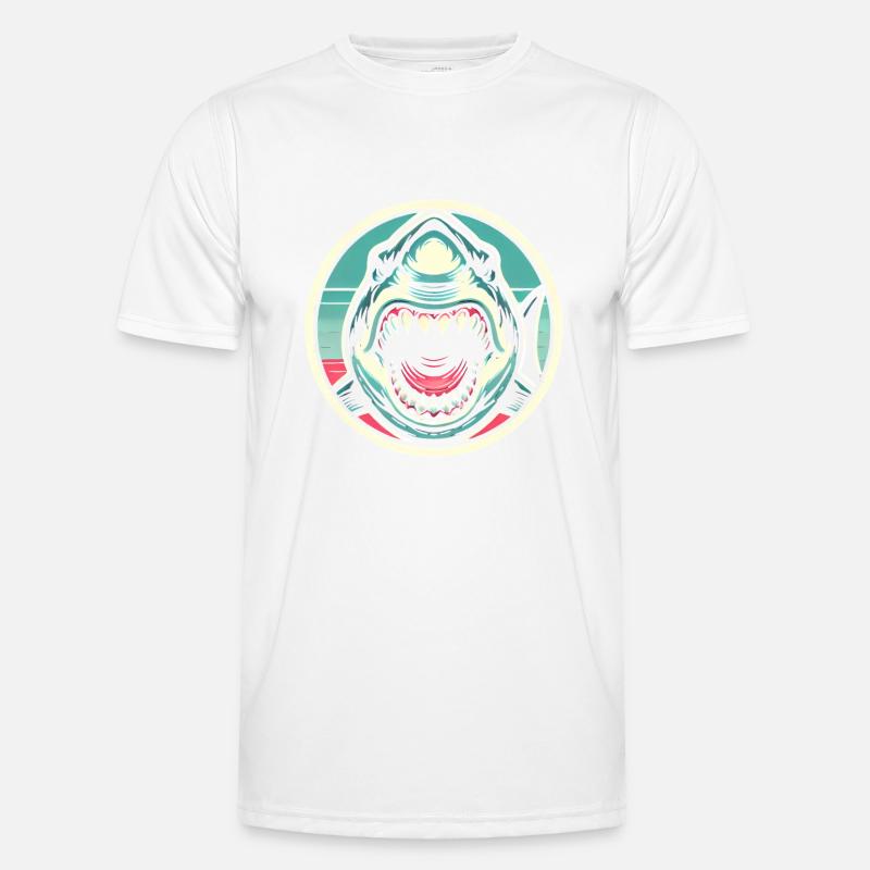 Fearsome Shark Bite Illustration - Men's Functional T-Shirt - white