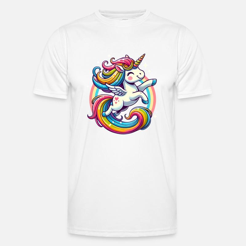 Conception de licorne arc-en-ciel joyeux T-shirt sport Homme