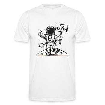 Thumbs Up Astronaut To Earth Design - Men's Functional T-Shirt - white - Front - AI Model Male 178 dark (178cm)