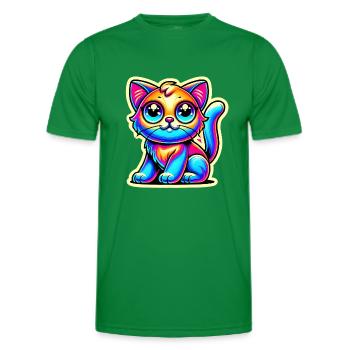 Neon Glow Crazy Katze Design - Männer Funktions-T-Shirt - Kelly Green - Vorne - AI Model Male 178 dark (178cm)