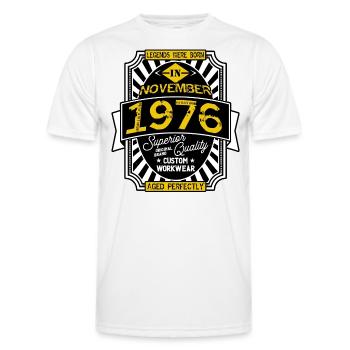 1976 NOVEMBER - Men's Functional T-Shirt - white - Front - AI Model Male 178 dark (178cm)