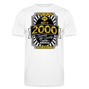 2000 MAY - Men's Functional T-Shirt - white - Front - AI Model Male 178 dark (178cm)