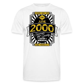 2000 JUNE - Men's Functional T-Shirt - white - Front - AI Model Male 178 dark (178cm)