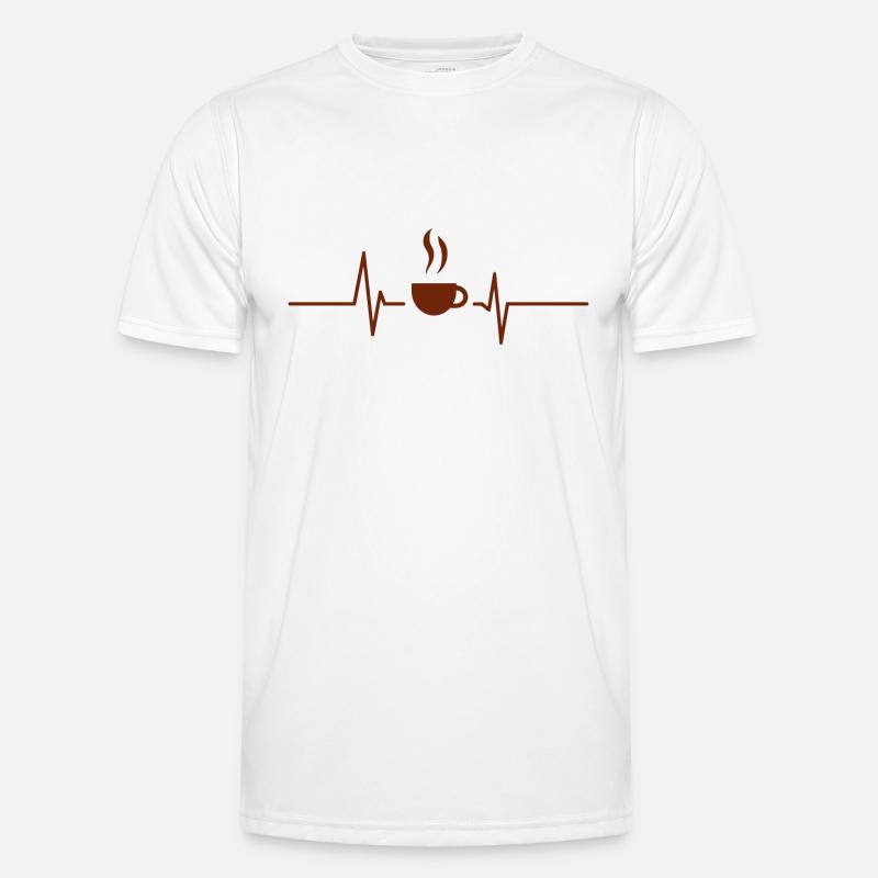 Kaffee - Herzschlag Herzfrequenz - Männer Funktions-T-Shirt - Weiß