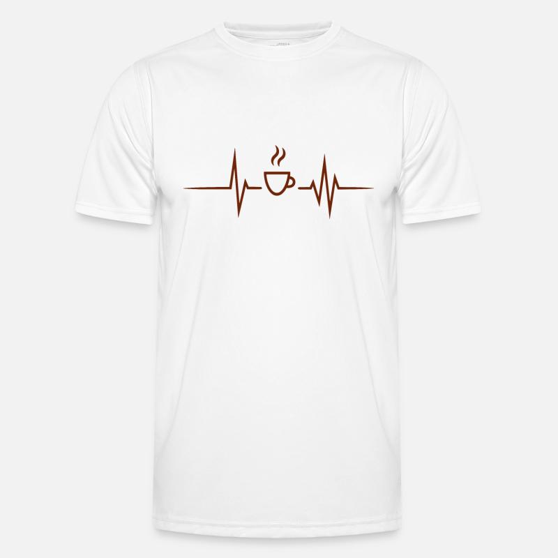 Kaffee - Herzschlag Herzfrequenz - Männer Funktions-T-Shirt - Weiß